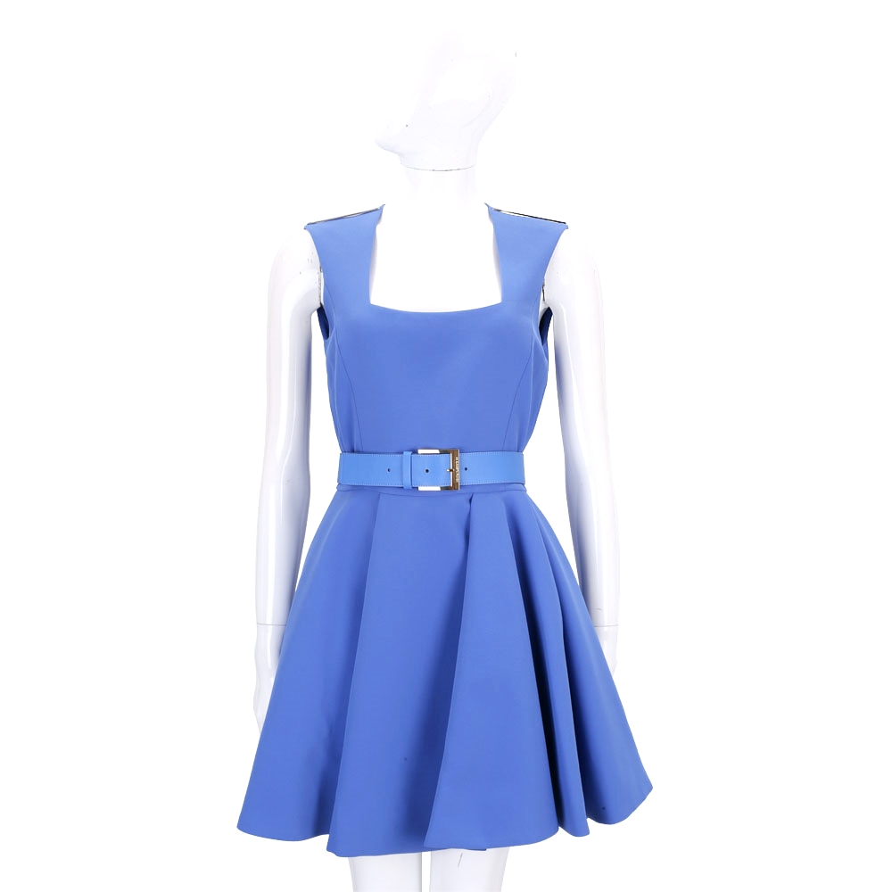 ELISABETTA FRANCHI 藍色背心傘裙洋裝(附腰帶)