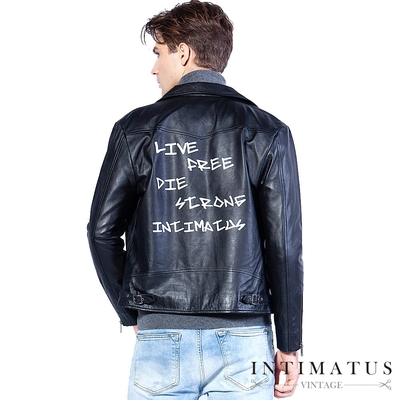 INTIMATUS 街頭狂潮塗鴉造型真皮外套 (經典黑) IM2105