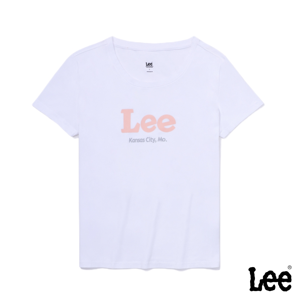 Lee 女款 圓滑大Logo短袖圓領T 白｜Modern