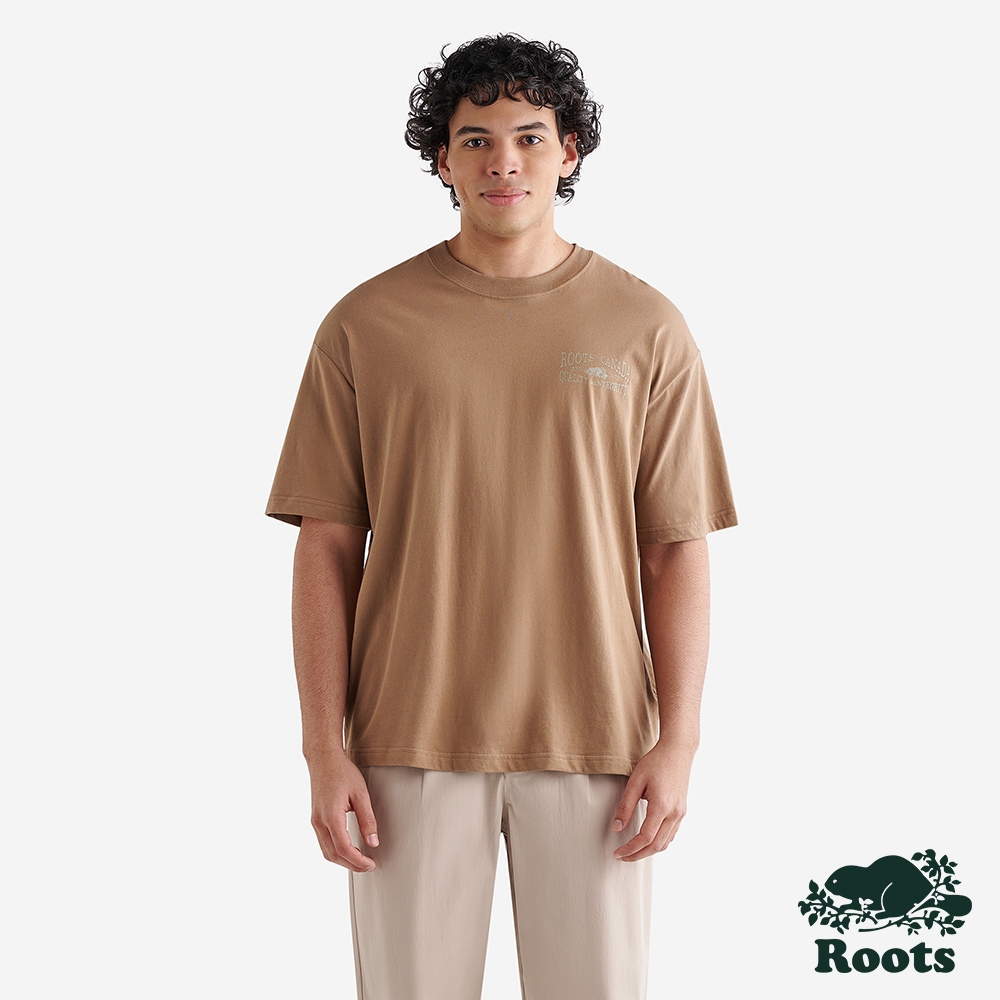 Roots 男裝- CASTLEFIELD寬版短袖T恤-棕褐色