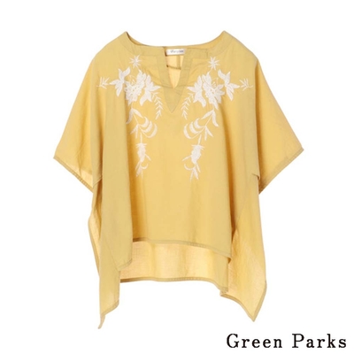 Green Parks 刺繡花朵喇叭袖口上衣