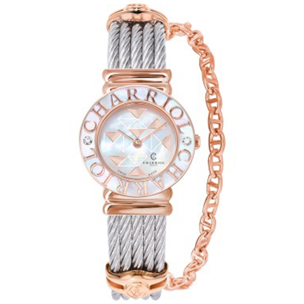CHARRIOL夏利豪ST-TROPEZ 經典鎖鍊腕錶(028PCD1.540.RO028)x珍珠貝x25mm