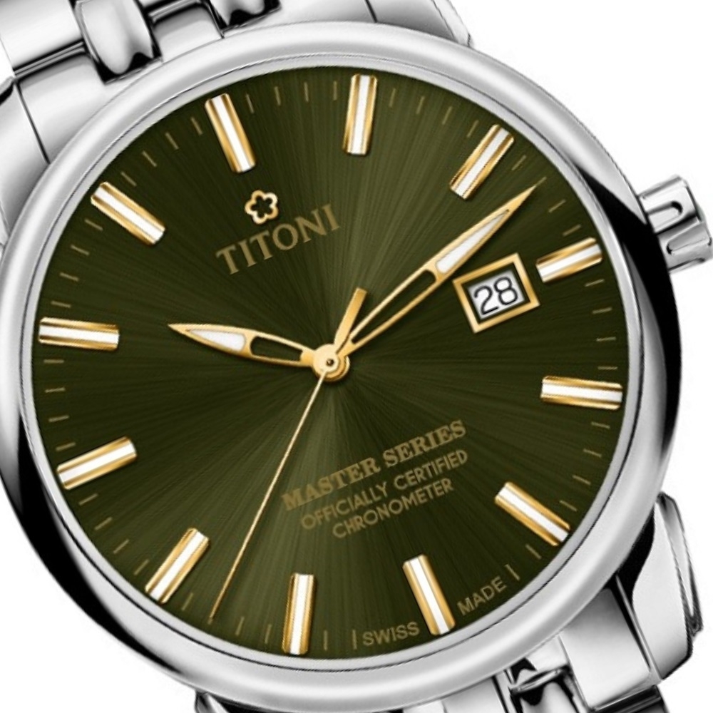 TITONI 梅花錶 大師系列 天文台認證 機械腕錶 83188S-660Y 森林綠 41mm