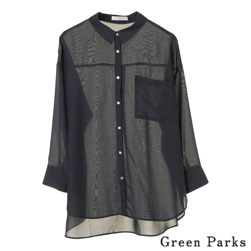 Green Parks 光澤透明感長版襯衫上衣