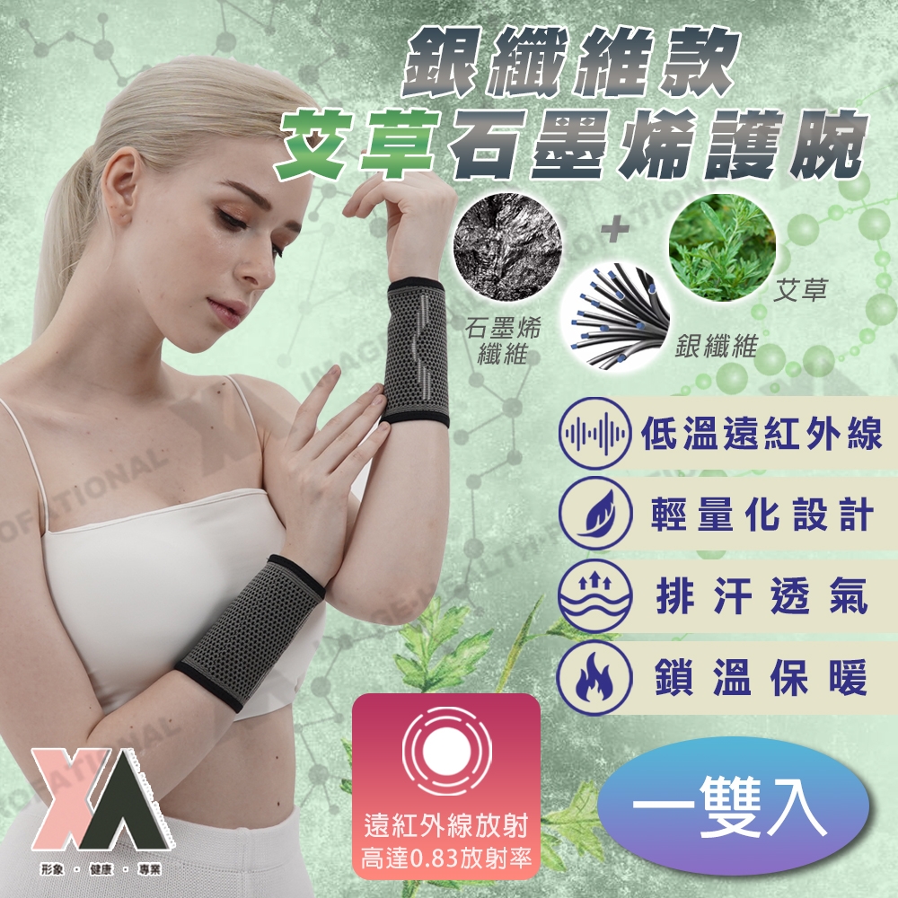 【XA】2.0銀纖維款艾草石墨烯護腕-一雙入xa003(親膚、遠紅外線、媽媽手、手腕不適)