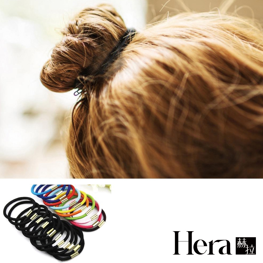 【HERA赫拉】純色高彈力帶扣髮圈/髮束-二十入組-10黑+10彩