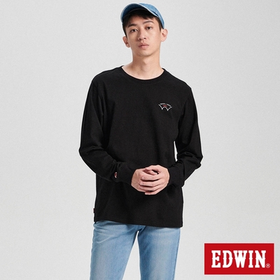 EDWIN 經典小W繡長袖T恤-男-黑色