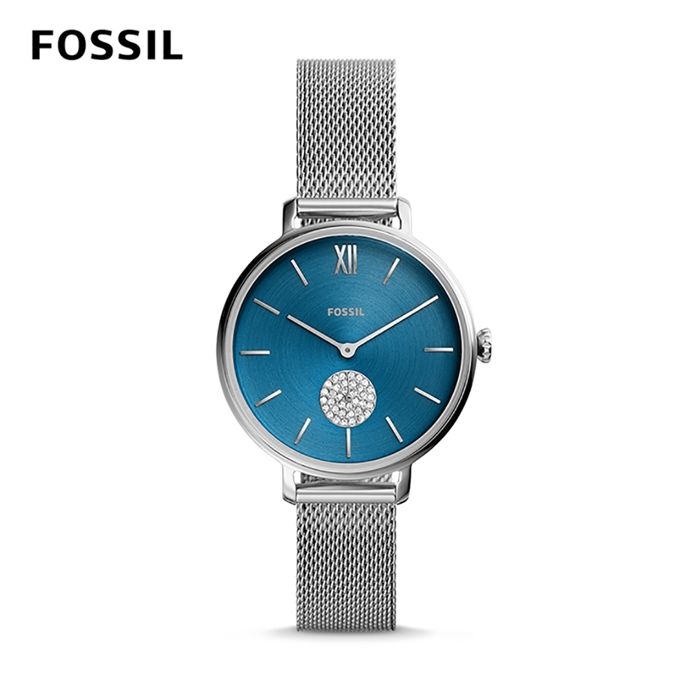 FOSSIL KALYA 凱拉都會個性石英女錶-銀不銹鋼鍊帶 36MM ES4842