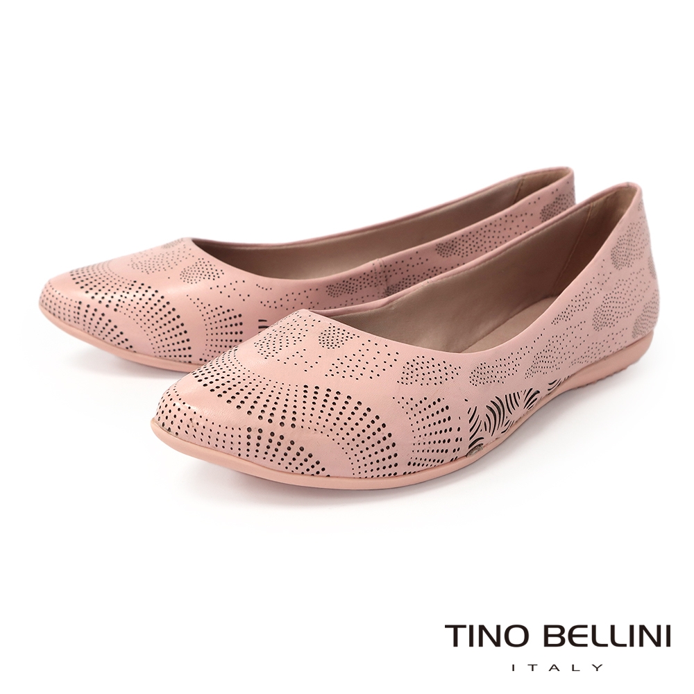 Tino Bellini 巴西進口牛皮沖孔微尖楦舒足平底鞋-粉