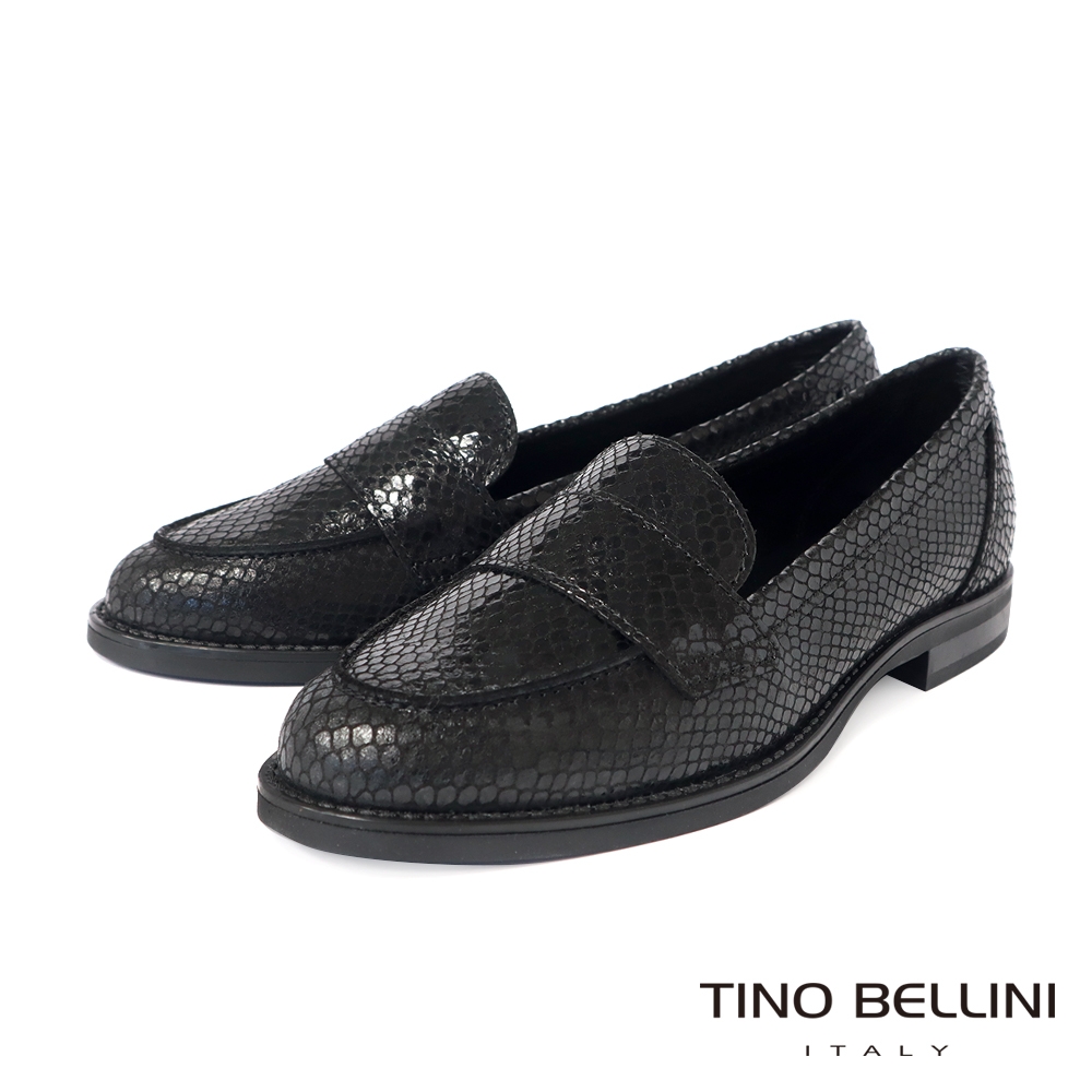 Tino Bellini 義大利進口動物紋牛皮樂福鞋-黑