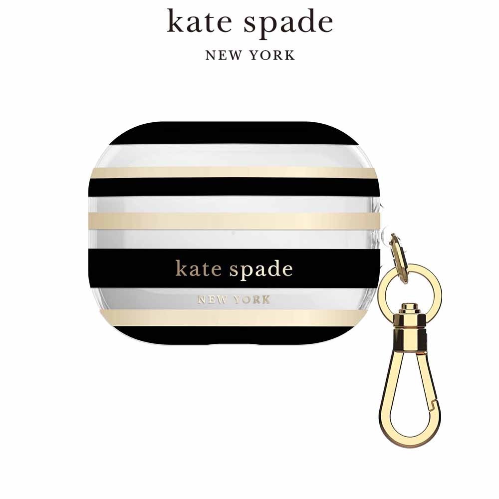 【kate Spade】AirPods Pro 保護殼/套-黑金條紋
