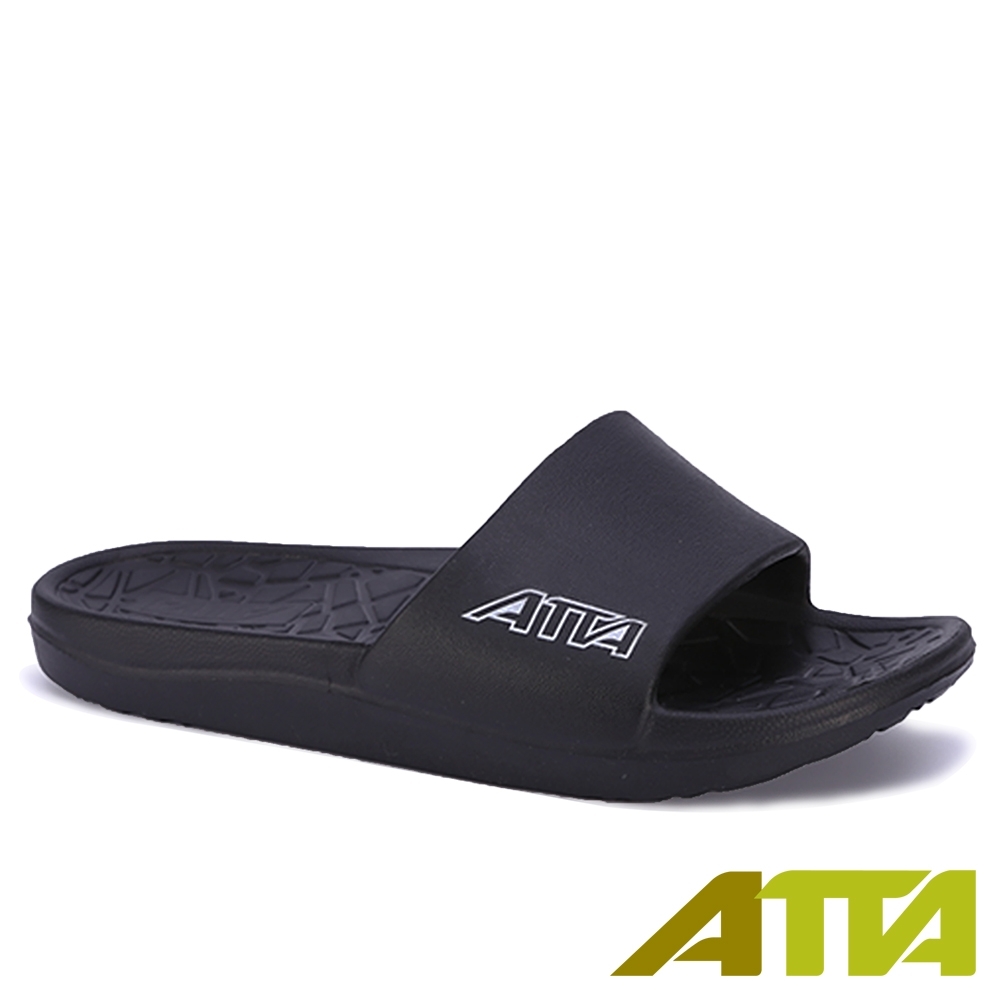 ATTA 舒適幾何紋室外拖鞋-黑色