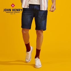 JOHN HENRY 水洗五分牛仔短褲-藍