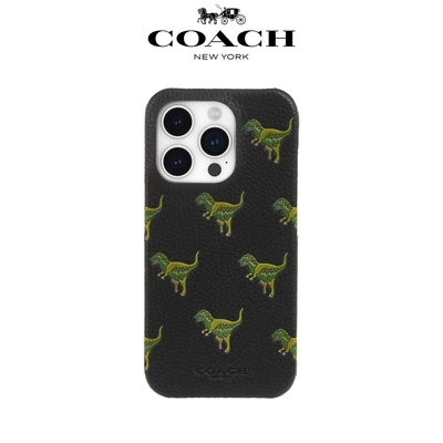 【COACH】iPhone 15 Pro 精品真皮手機殼 小恐龍