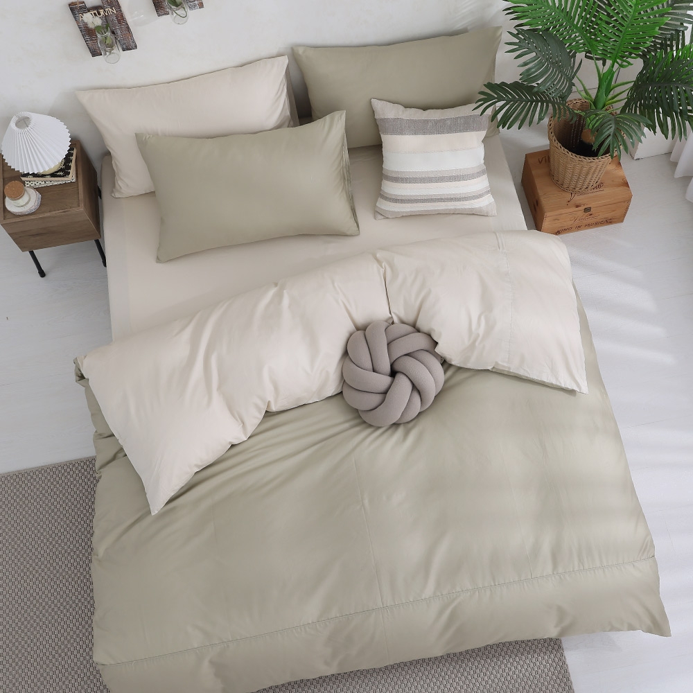 【DON】 台灣製造 100%精梳純棉被套床包四件組(單/雙/加大-多色任選) 極簡生活 (奧斯頓-米)