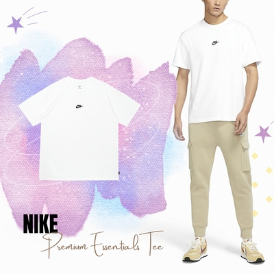 Nike 短袖 NSW Premium Essentials Tee 男版 白 純棉 短T 小LOGO DO7393-100