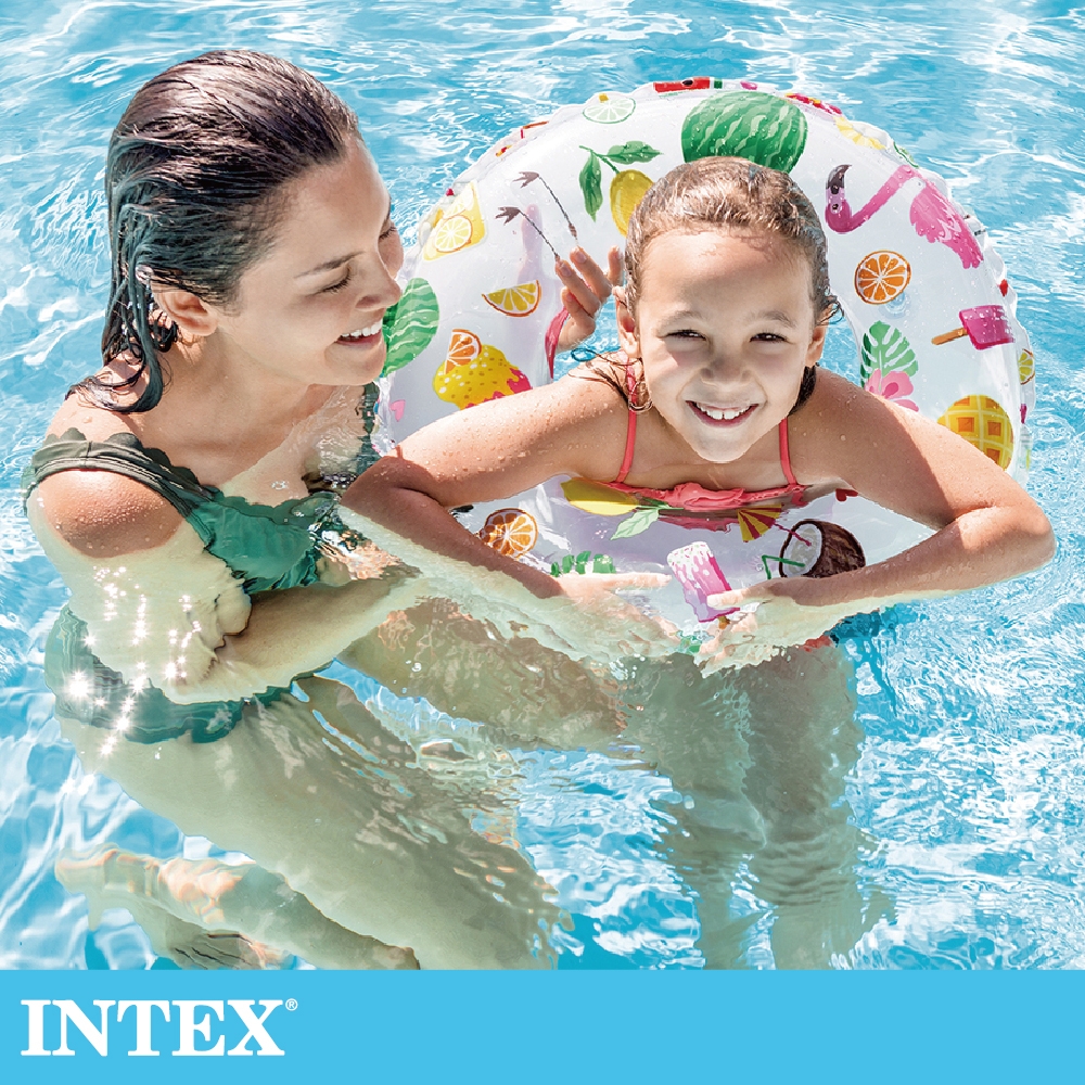 【INTEX】熱帶風游泳圈直徑51cm(圖案隨機) 適用：3~6歲 (59230)