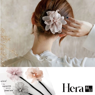 【HERA赫拉】 娟紗珍珠花朵花苞頭/丸子頭盤髮髮棒-3色