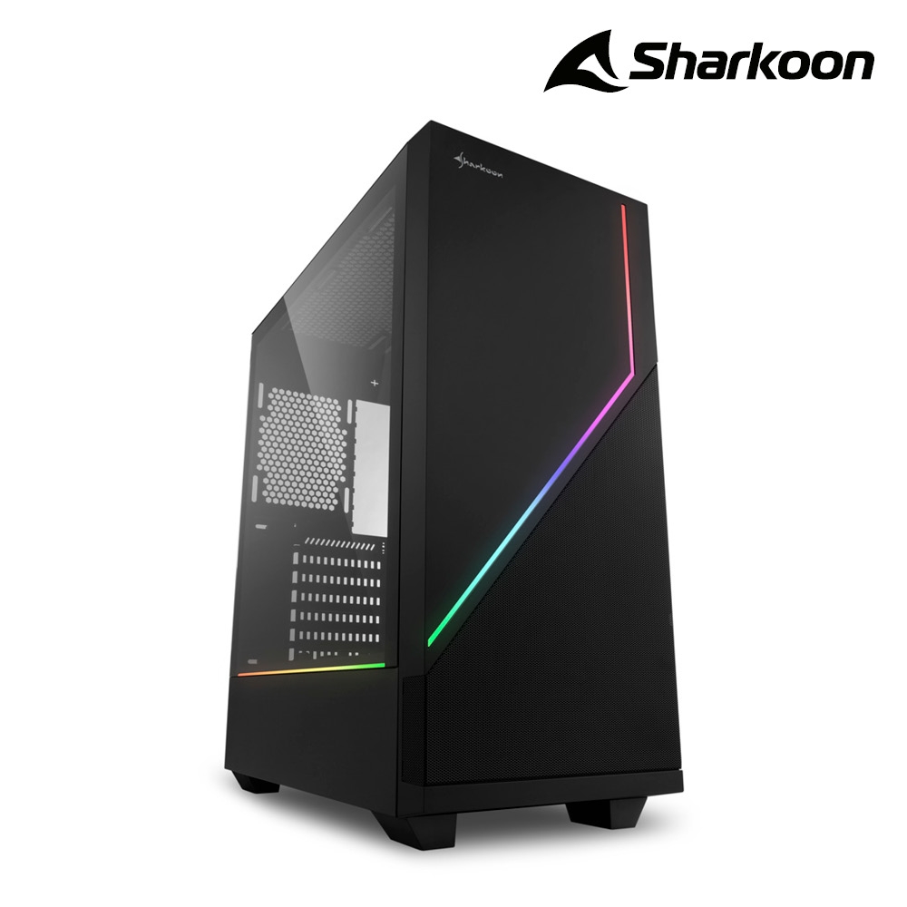 Sharkoon 旋剛 RGB FLOW 追影者 ARGB 無孔玻璃透側 ATX 電腦機殼