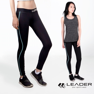 Leader X 女性專用 colorFit運動壓縮緊身褲 藍線條