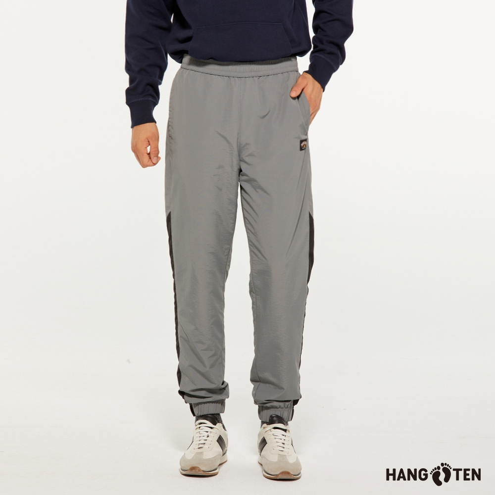 Hang Ten-男裝-恆溫多功能-JOGGER FIT防風防輕潑水撞色束口工裝長褲-淺灰