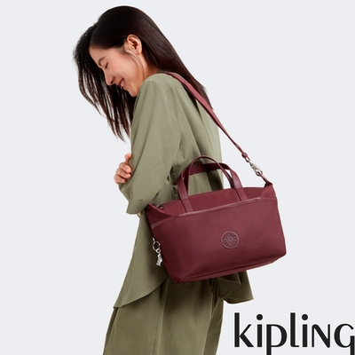 Kipling 熱葡萄酒紅簡約手提肩背托特包-KALA MINI