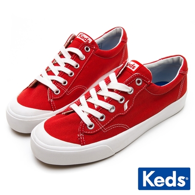 Keds CREW KICK 經典半月帆布綁帶休閒鞋-紅