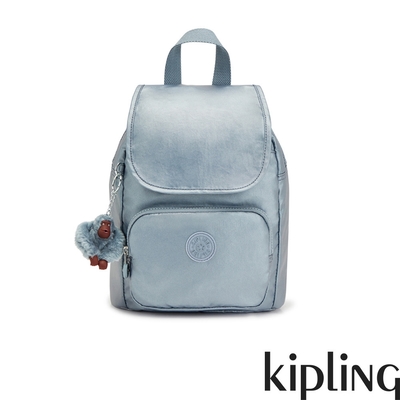 Kipling 月光藍佐蘇打汽水翻蓋大容量後背包-MARIGOLD