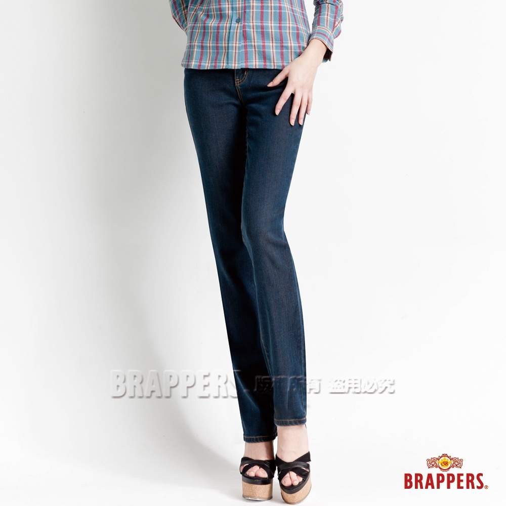 BRAPPERS 女款 新美腳Royal系列- 女用中腰天絲棉直統褲-藍