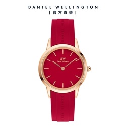 Daniel Wellington DW 手錶 Iconic Motion Ruby 32mm限量寶石紅膠腕錶 玫瑰金框 DW00100503