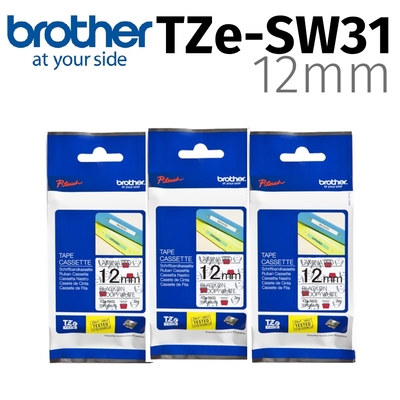 【3入組】brother TZe-SW31 卡通護貝標籤帶 ( 12mm 白色SNOOPY )