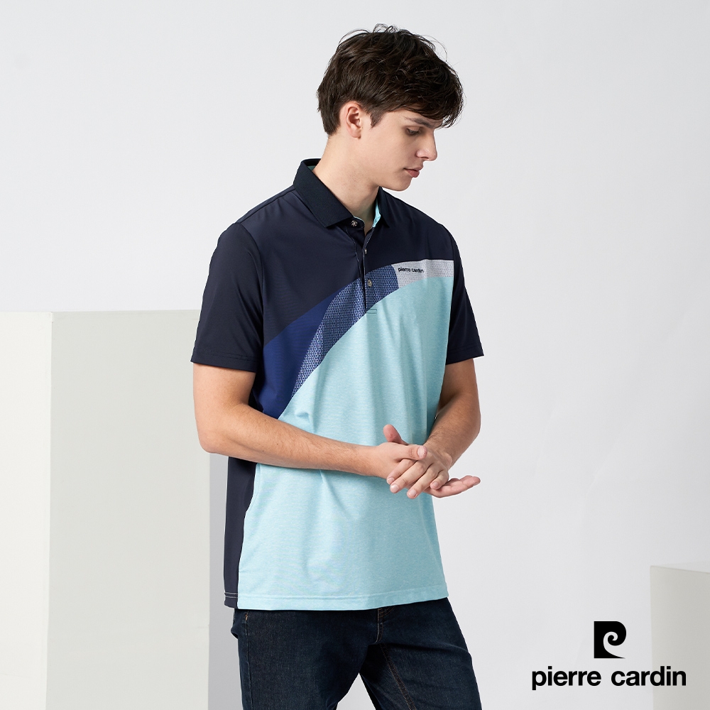 Pierre Cardin皮爾卡登 男款 吸濕排汗胸前印花短袖polo衫-丈青色(3217204-38)
