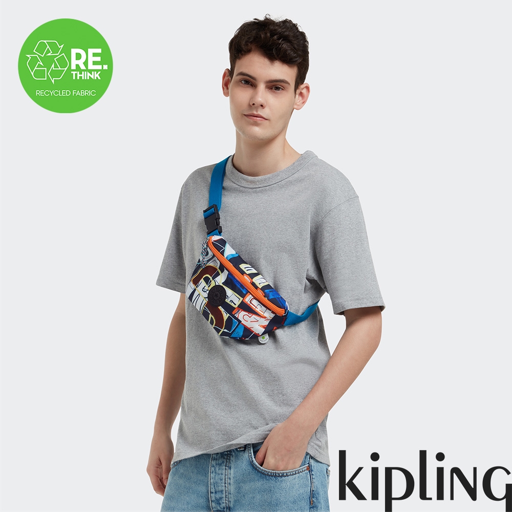 Kipling 街頭字母塗鴉潮流簡約隨身腰包-FRESH LITE