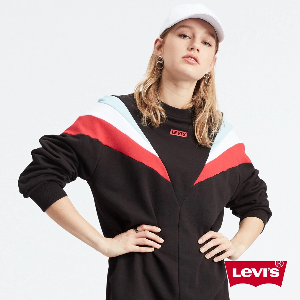 Levis 女款 大學T洋裝 撞色拼接 迷你Box Logo