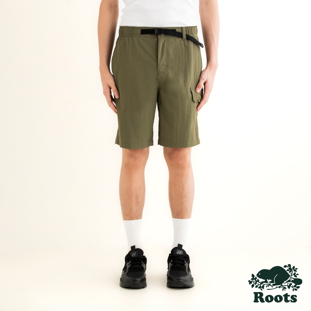 Roots 男裝- OUTDOORS修身平織工裝短褲-橄欖綠