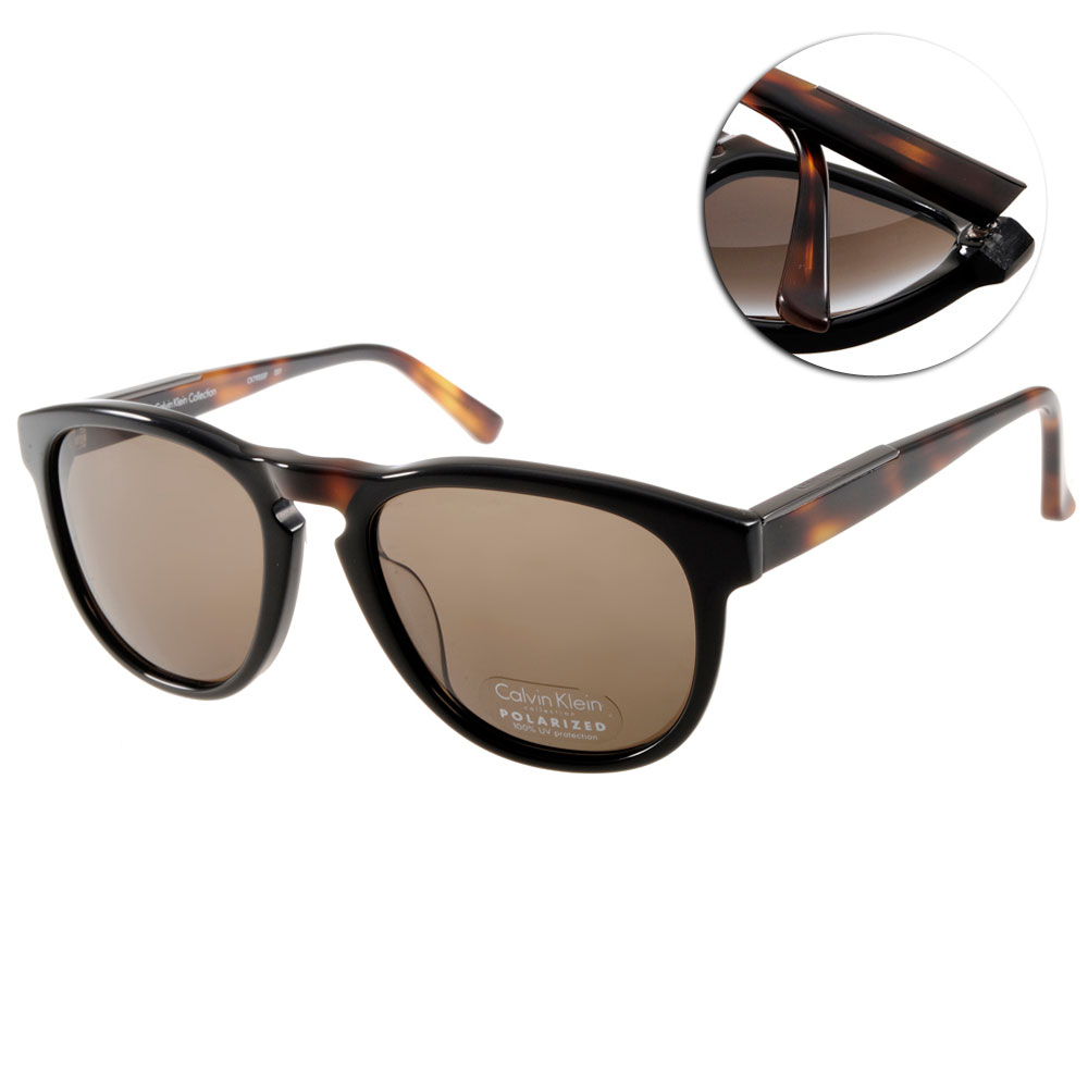 Calvin Klein偏光太陽眼鏡 美式風格/黑-琥珀#CA7905SP 001