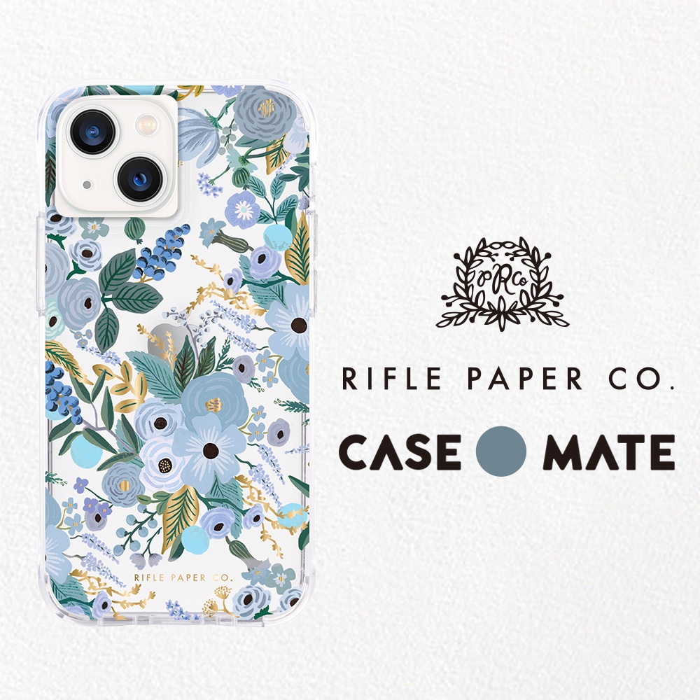 美國 Case-Mate iPhone 13 Rifle Paper Co. 限量聯名款防摔抗菌手機保護殼 - 花園派對/藍