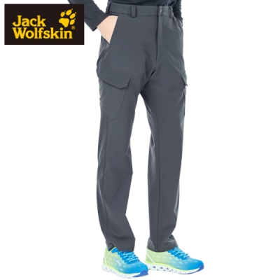 【Jack wolfskin 飛狼】男 修身彈性排汗休閒長褲『鐵灰』