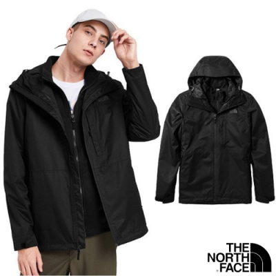 The North Face 男 3合1_防水透氣防風耐磨兩件式外套_時尚黑 N