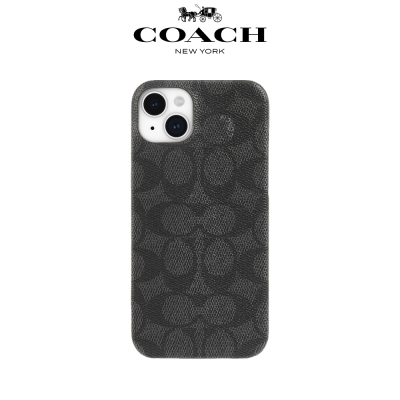 【COACH】iPhone 15 精品手機殼 黑色經典大C