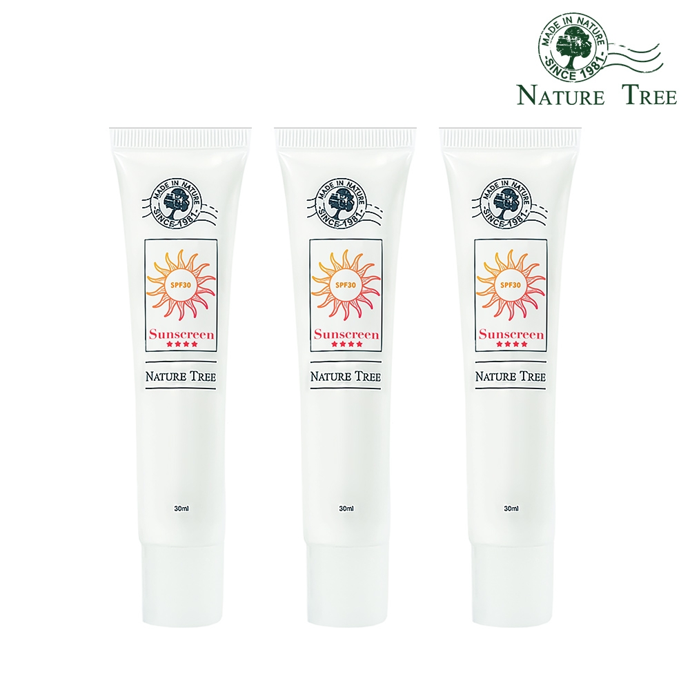 Nature Tree 晶透亮防曬霜30ml SPF30★★★★(物理防曬) 3入組