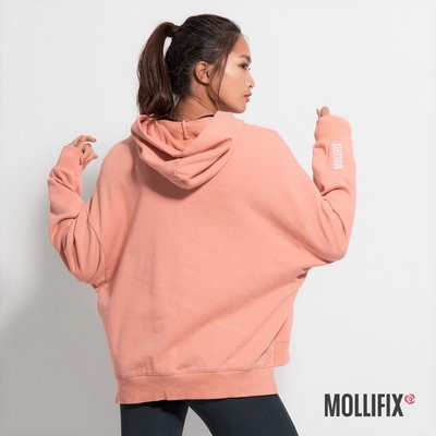 Mollifix 瑪莉菲絲 TRULY不規則前口袋帽T長袖上衣 (乾燥玫瑰) 暢貨出清、瑜珈服、帽T、大學T