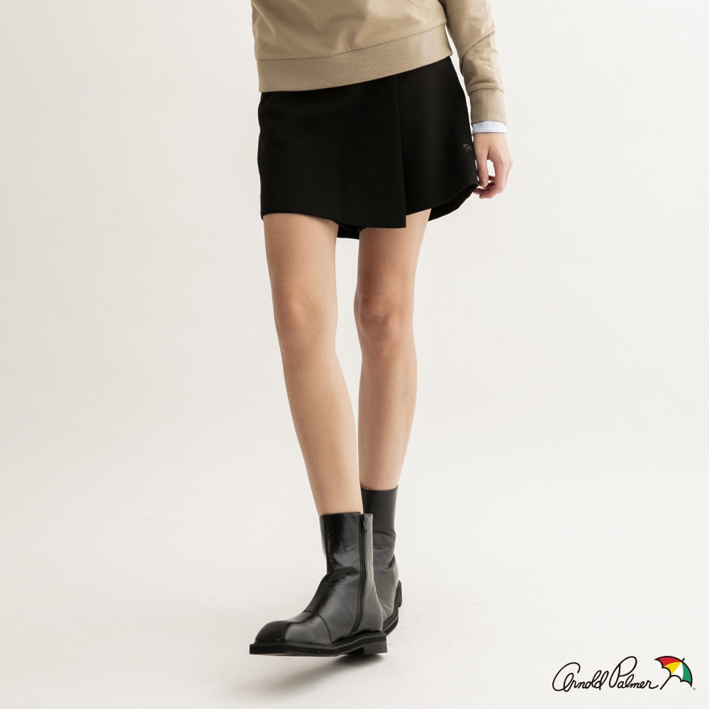 Arnold Palmer -女裝-簡約格紋後鬆緊褲裙-黑色