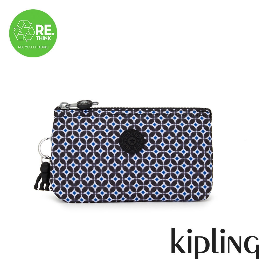 Kipling 復古藍黑花磚三夾層配件包-CREATIVITY L