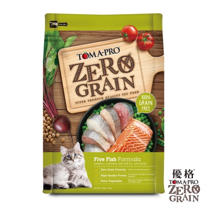 TOMA-PRO 優格 天然零穀食譜 全齡貓 化毛配方(5種魚)2.5磅X2包