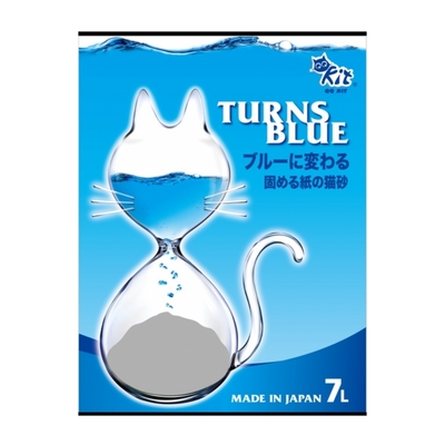 QQ KITブルーに変わる固める紙の猫砂-變藍色 7L (環保紙貓砂) (#9980) x 4入組