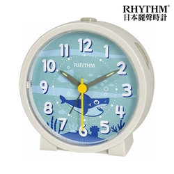 RHYTHM CLOCK 日本麗聲鐘 卡通面板貪睡夜燈孩童臥室必備靜音鬧鐘(海底鯊魚)/9.3cm