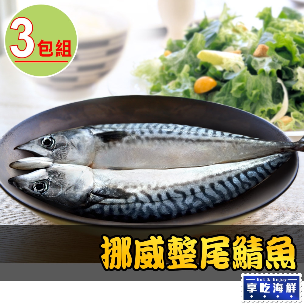 【享吃海鮮】挪威整尾鯖魚3包(350g±10%/尾)