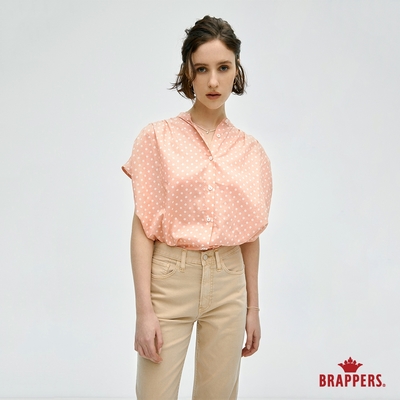 BRAPPERS 女款 點點細褶立領襯衫-粉底白點
