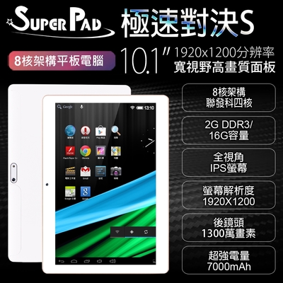 加碼贈專屬保護殼套 SuperPad 極速對決S 10.1吋四核心玩家版平板電腦 (2G/16G)